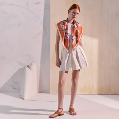 Le Cavalier a la Trompette scarf 90 - Orange | Hermès